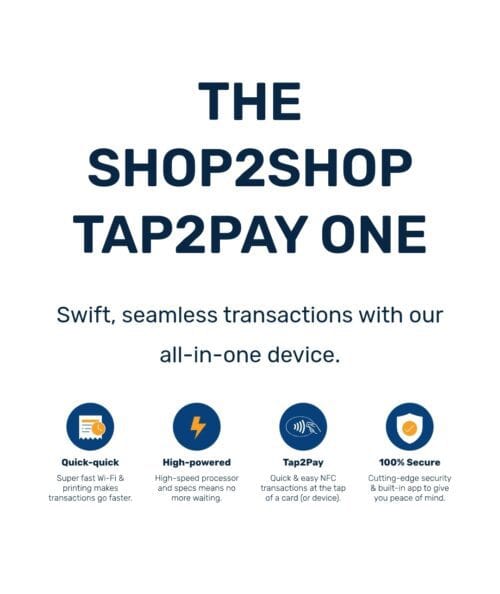Tap 2 Pay Bank Card Payment Machine (TAP2PAY) SHOP2SHOP All In One P2 With Woza+ Airtime - Image 3