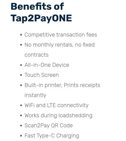 Tap 2 Pay Bank Card Payment Machine (TAP2PAY) SHOP2SHOP All In One P2 With Woza+ Airtime - Image 4